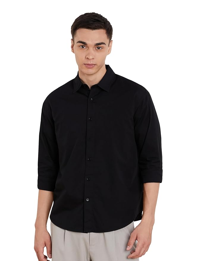 Amazon Brand - Symbol Men's Solid Oversized Cotton Casual Shirt | Plain | Full Sleeve (Available in Plus Size)
